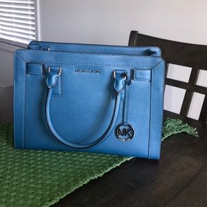 Teal Michael Kors Medium Leather Satchel & wallet